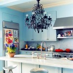 BABY BLUE CABINETS WITH WHITE MARBLE