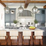 BLUE CABINETS W/WHITE MARBLE